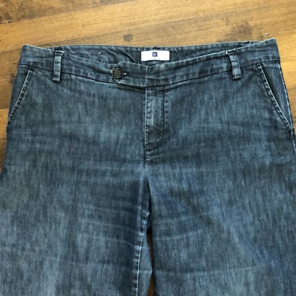 GAP Wide Leg Trousers Dark Blue Wash Size 12 Regular - Picture 2 of 7